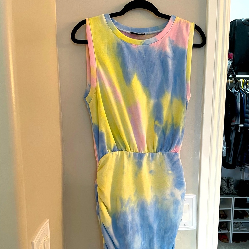 Tye dye ruched dress
